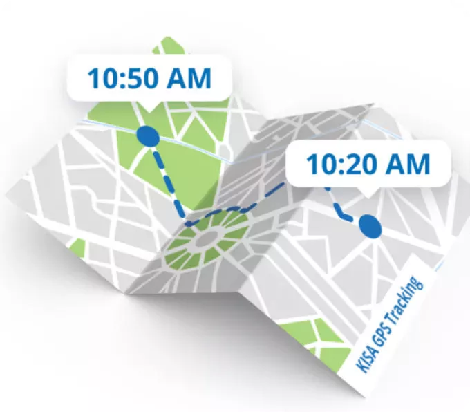 GPS navigation map showing location tracking and movement history for KISA elderly dementia GPS monitoring service