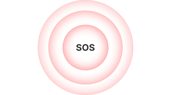 Red SOS button on a KISA Phone